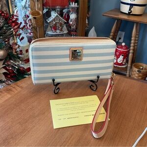 Dooney & Bourke Light Blue and White Striped Wallet